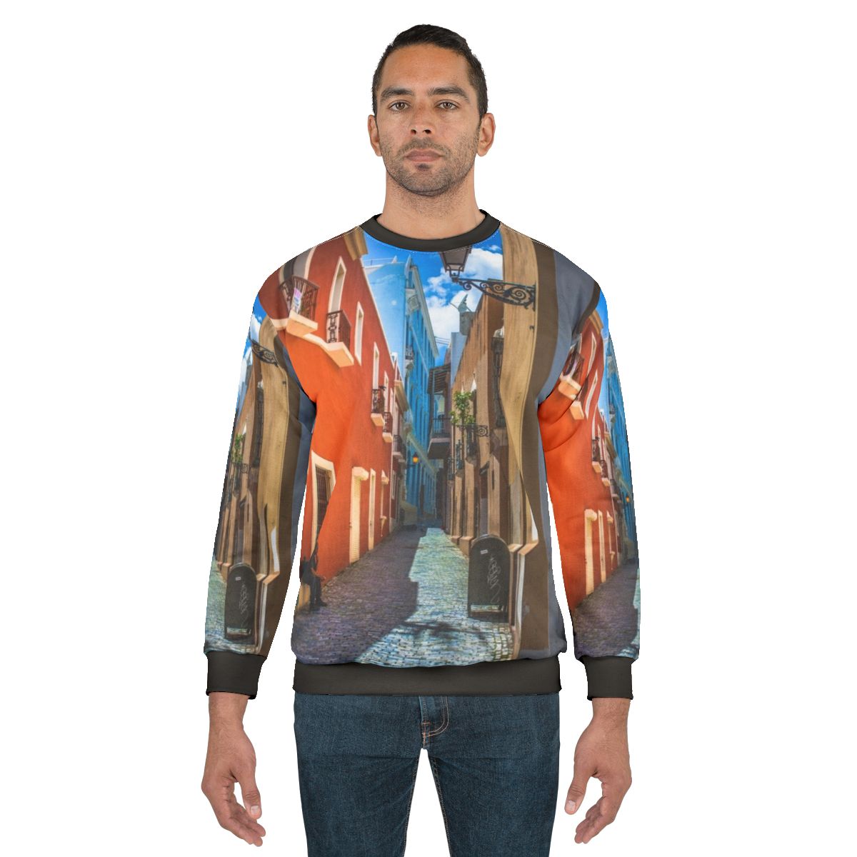 Old San Juan Sweatshirt featuring the historic architecture and ocean views of Puerto Rico