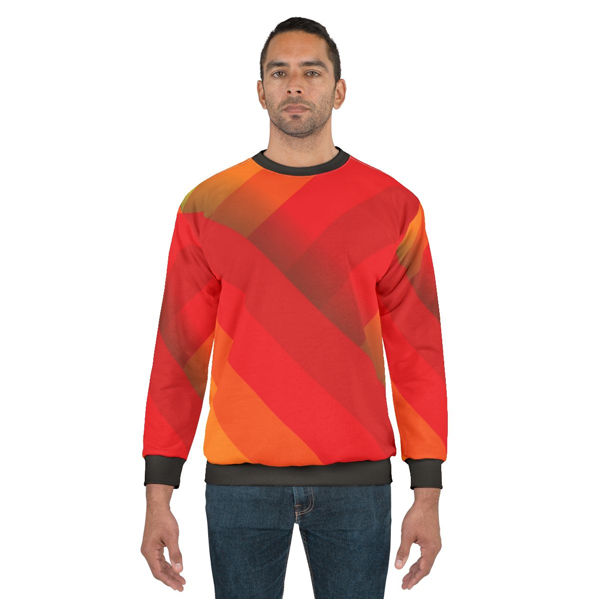 Vibrant striped red orange yellow sweatshirt
