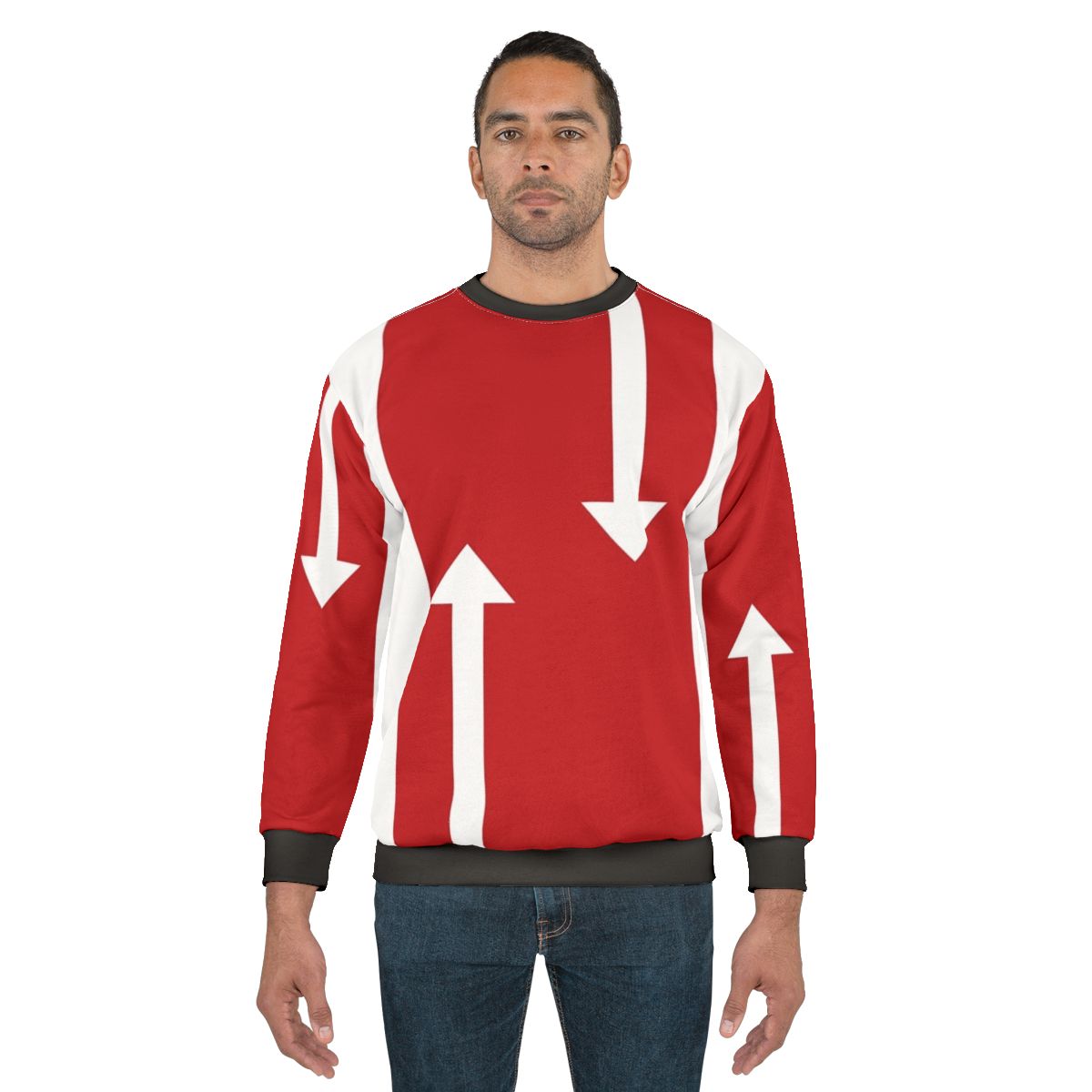 Mod-inspired sweatshirt with 60s Mondrian-style graphic pattern