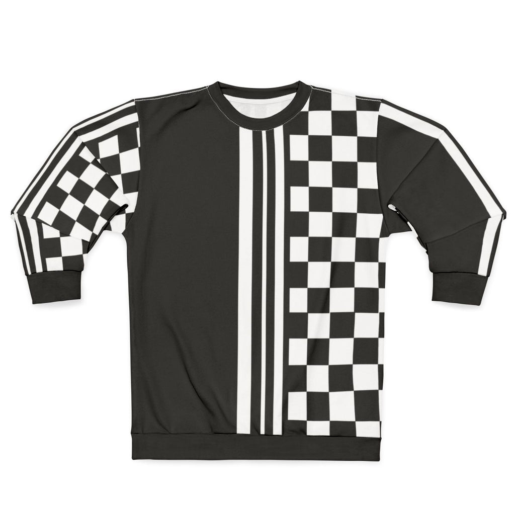 Black and white ska inspired sweatshirt with retro two-tone design