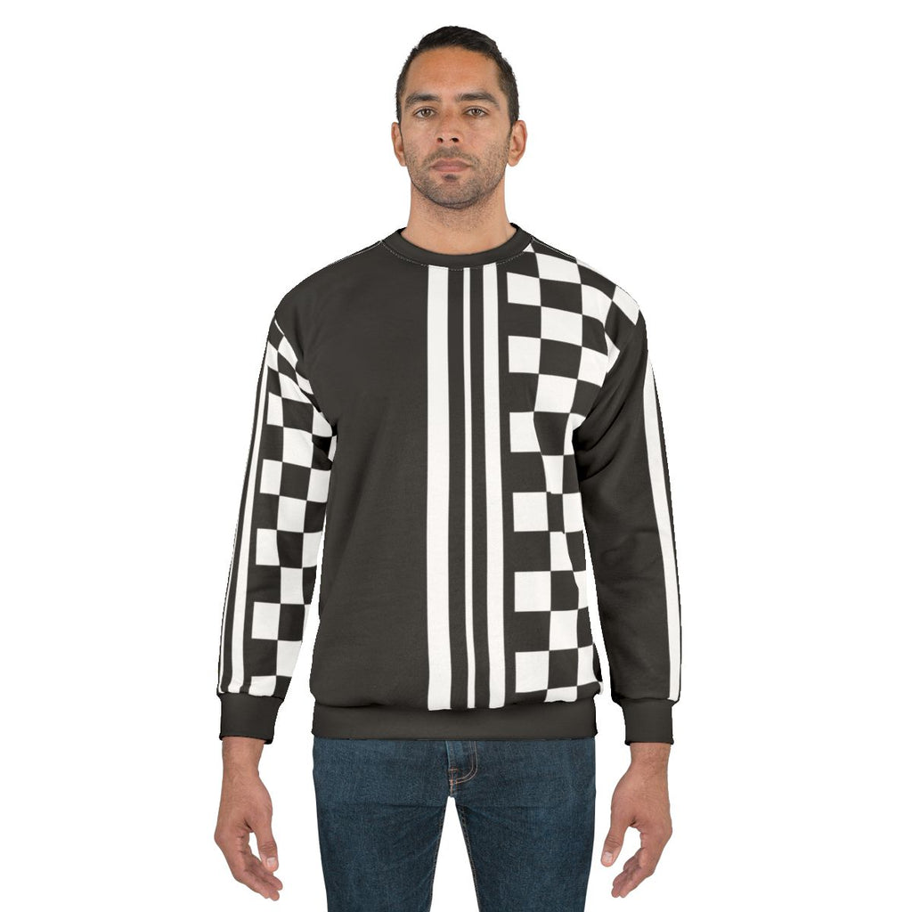 Black and white ska inspired sweatshirt with retro two-tone design