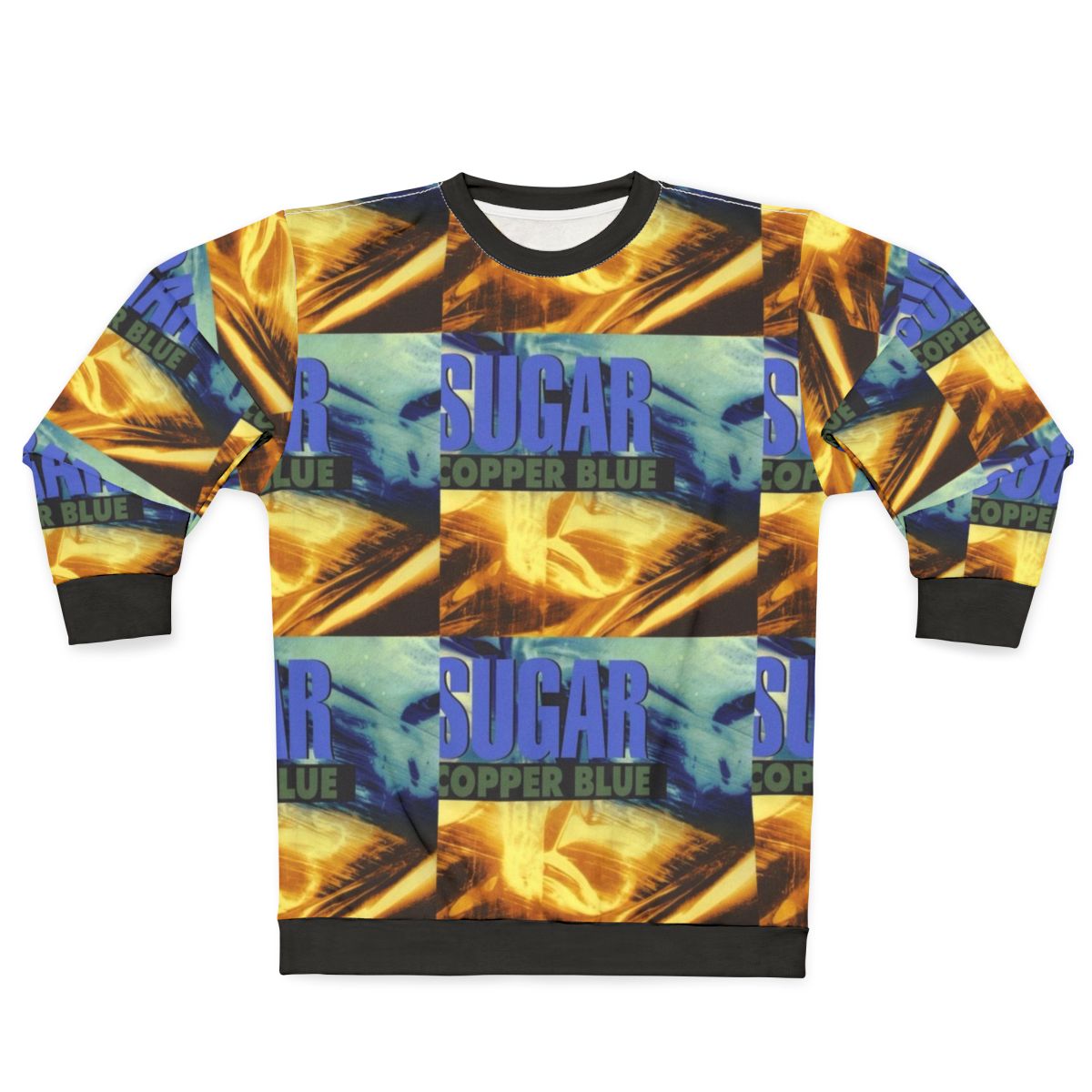 Blue copper sweatshirt with indie music inspired design