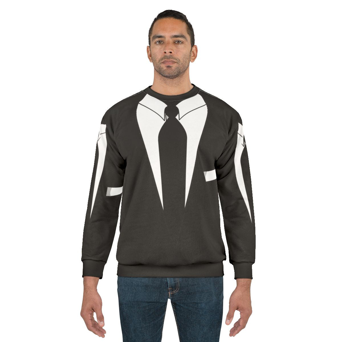 Tuxedo-inspired sweatshirt for a smart and stylish look