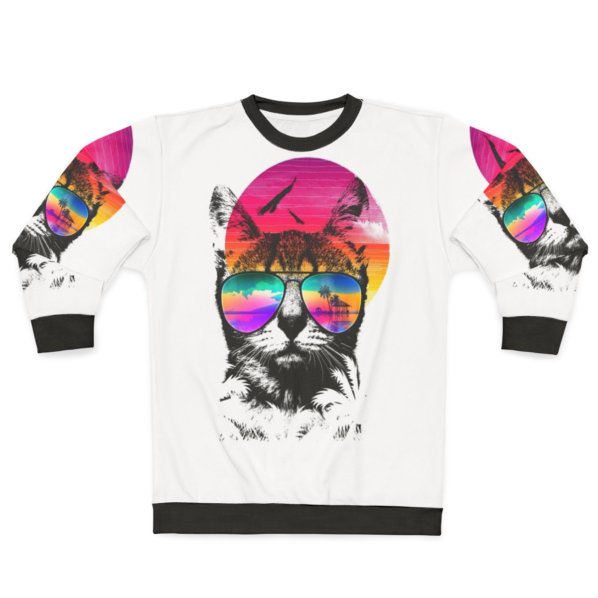 Summer Cat Sweatshirt with Cute and Funny Design