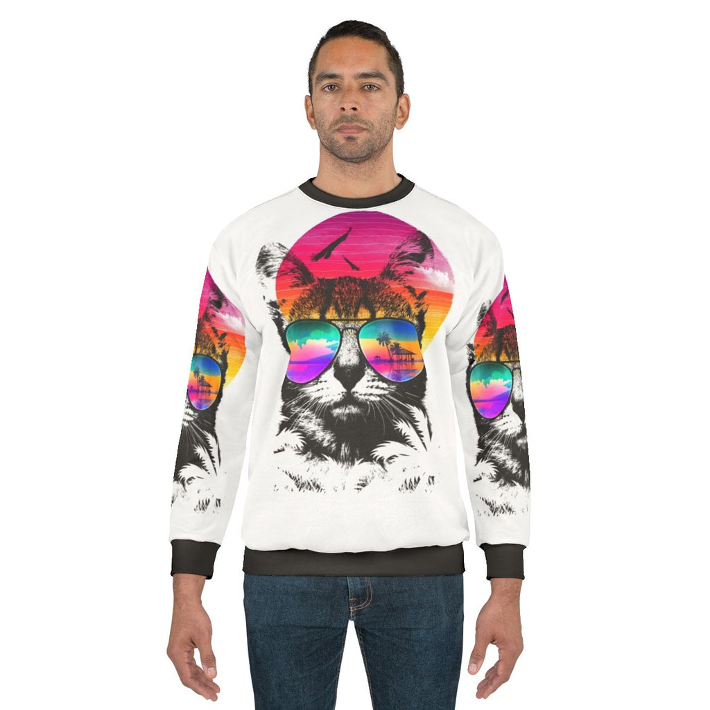 Summer Cat Sweatshirt with Cute and Funny Design
