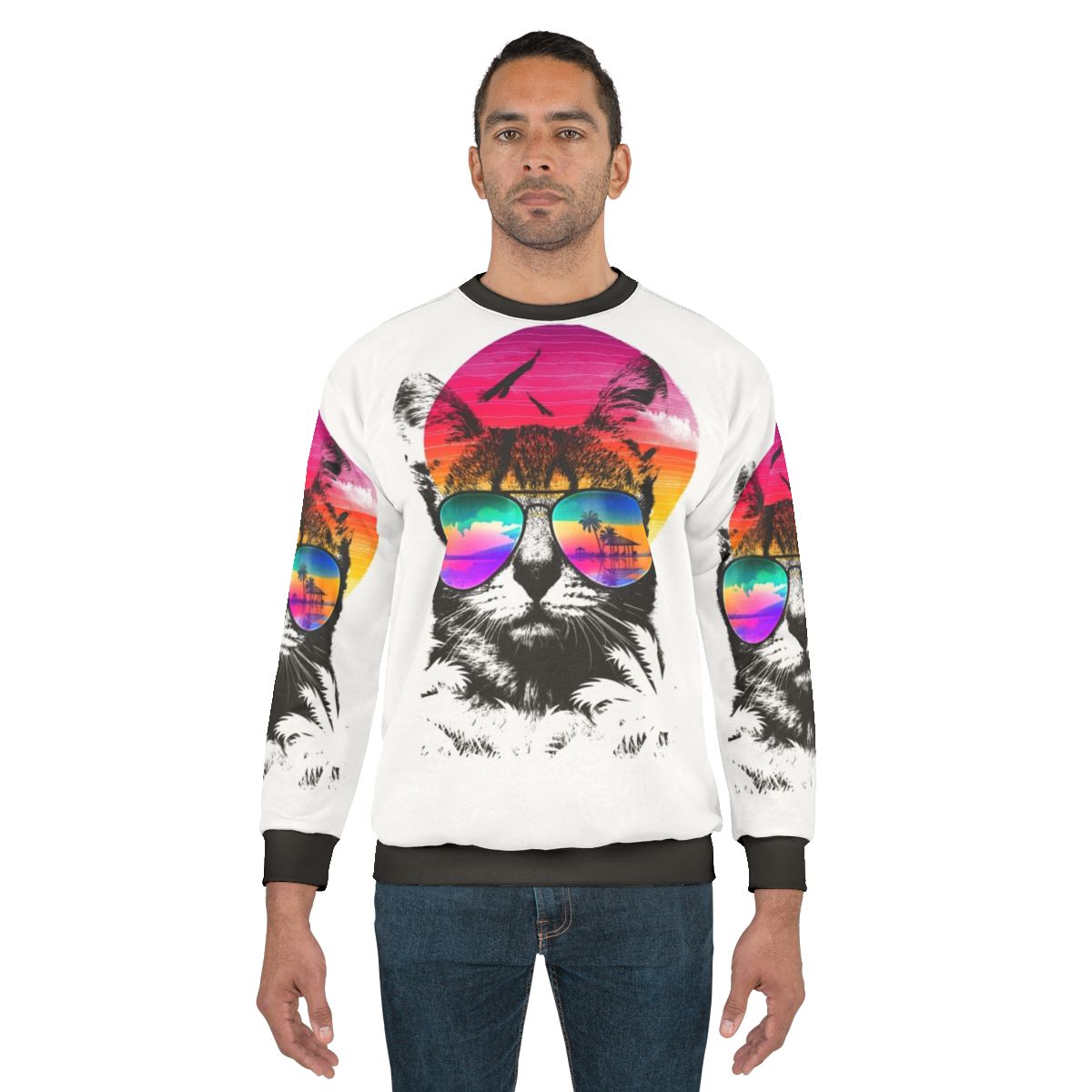 Summer Cat Sweatshirt with Cute and Funny Design
