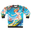 Summer surfing sweatshirt with ocean and beach graphics