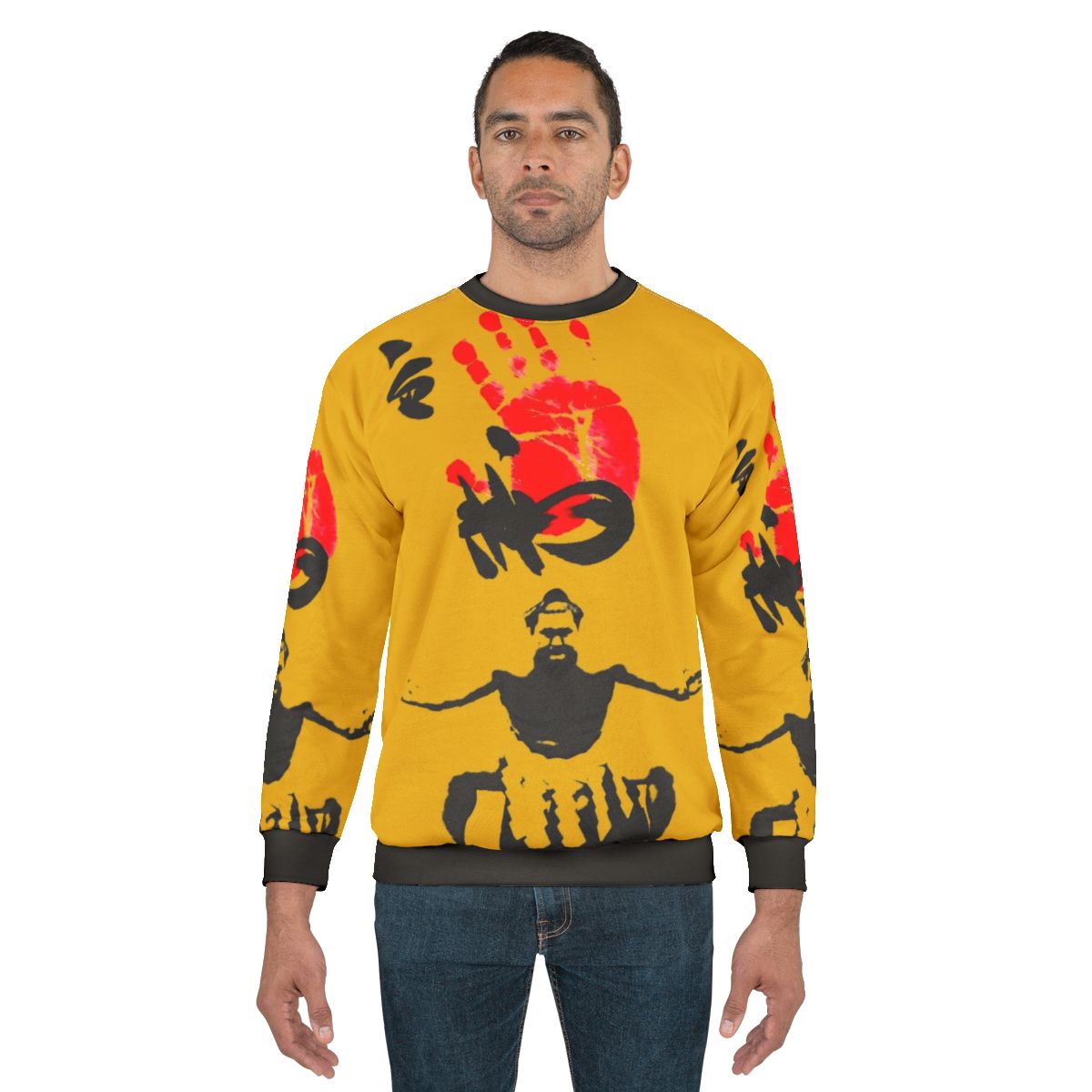 Sumo wrestler yokozuna in black and white vector art on sweatshirt