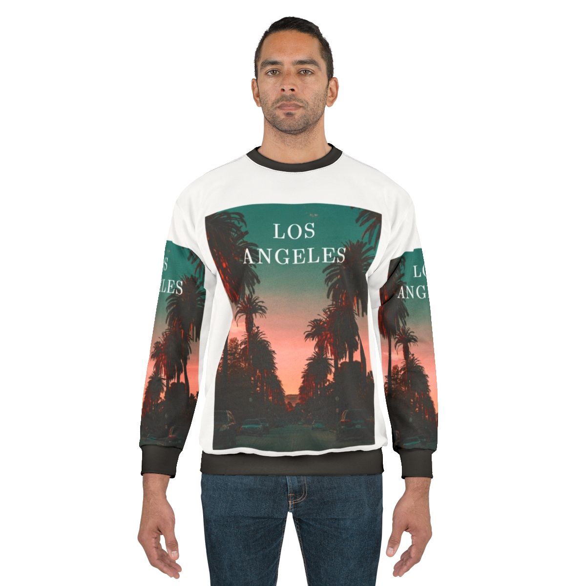 Sunset skyline of Los Angeles, California on a sweatshirt