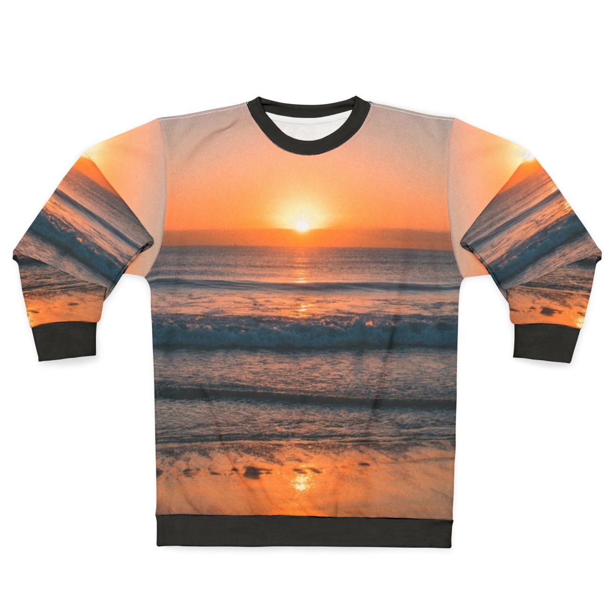 Sunset over the beach sweatshirt featuring a scenic ocean sunset