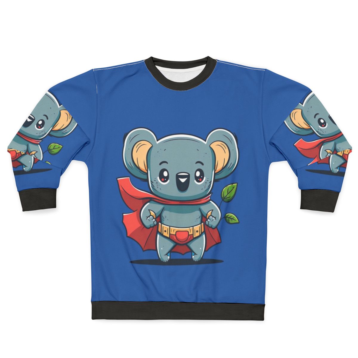 Adorable superhero koala illustration on a sweatshirt
