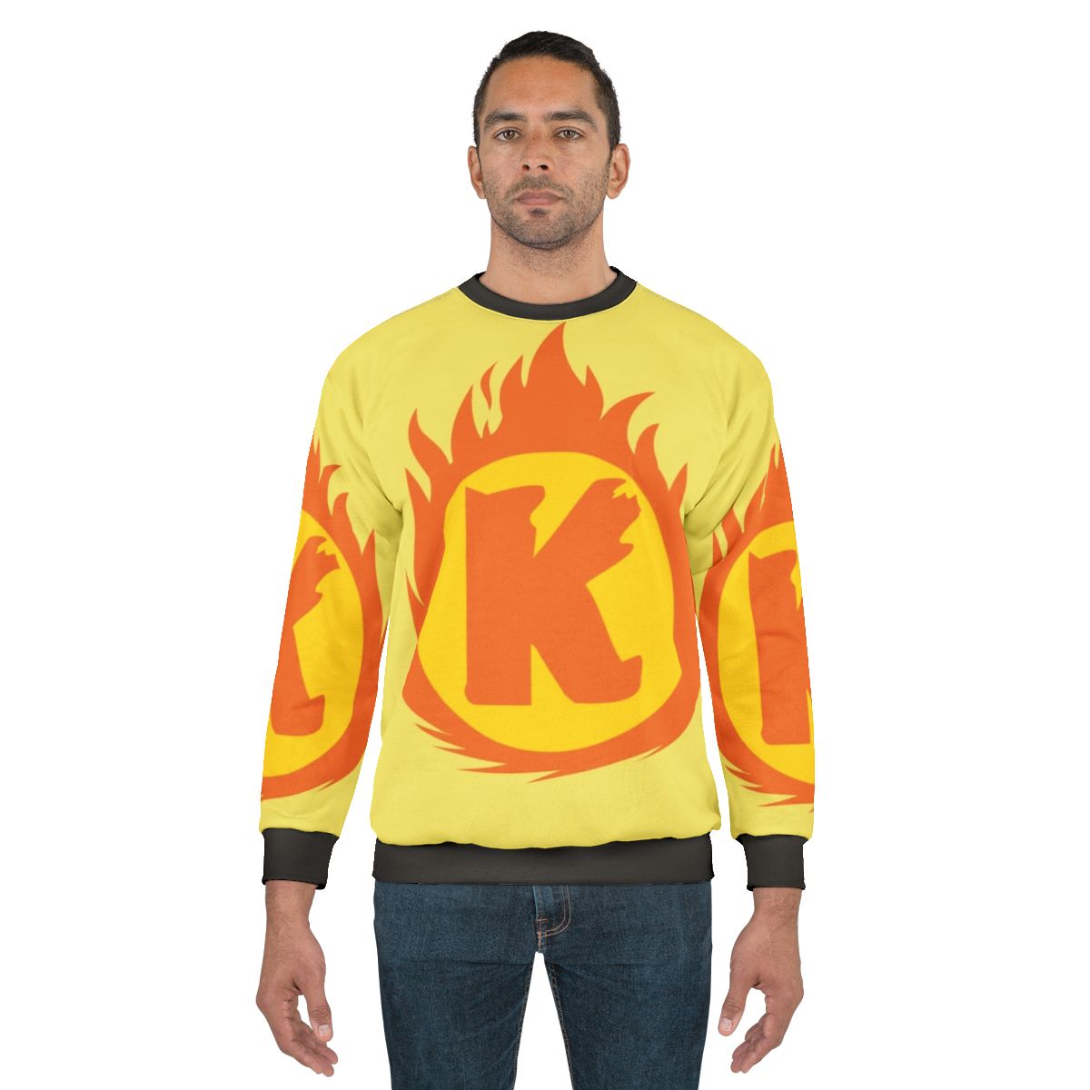 Superhero Letter K Fire Insignia Sweatshirt