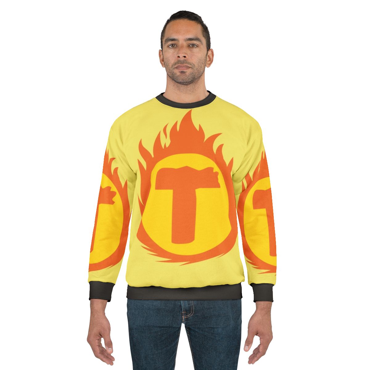 Superhero Letter T Fire Insignia Graphic Sweatshirt