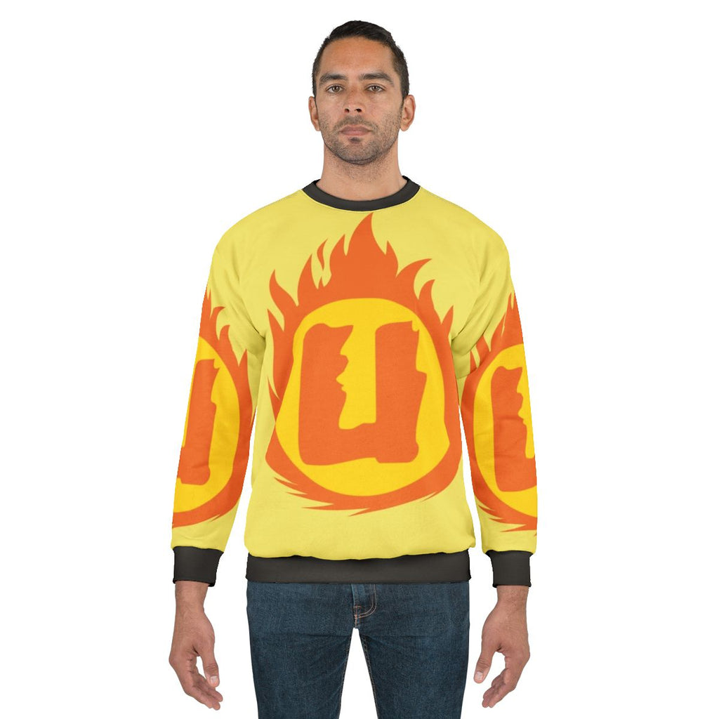 Superhero Letter U Fire Insignia Sweatshirt