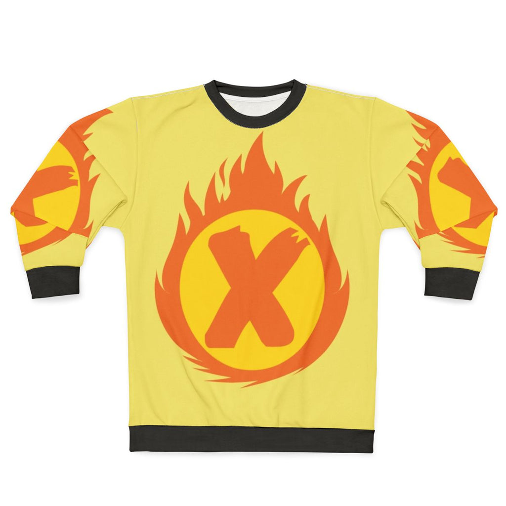 Superhero Letter X Fire Insignia Sweatshirt