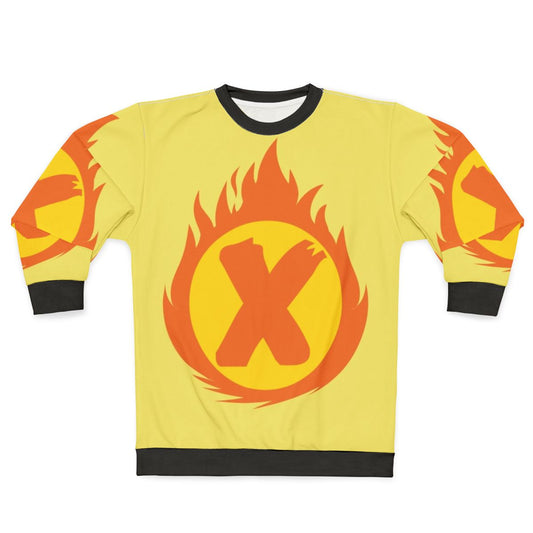 Superhero Letter X Fire Insignia Sweatshirt