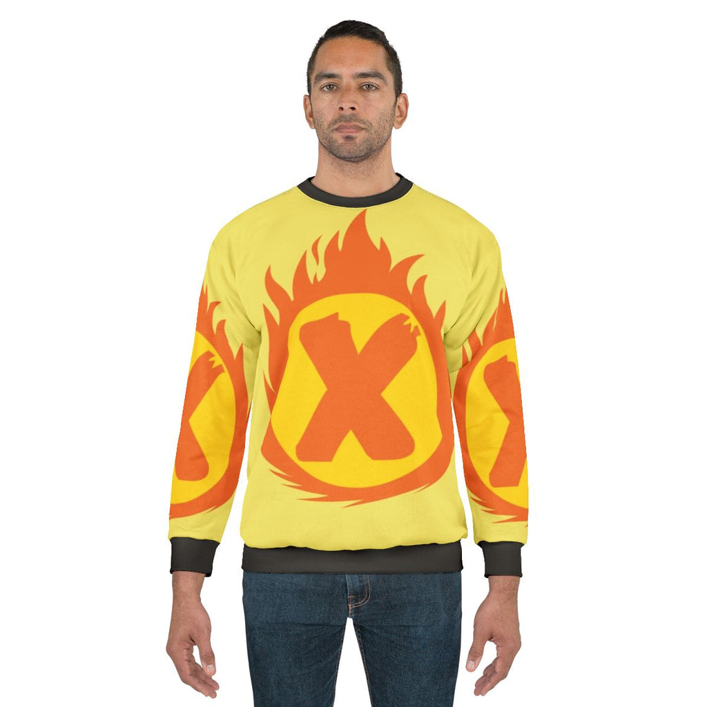 Superhero Letter X Fire Insignia Sweatshirt