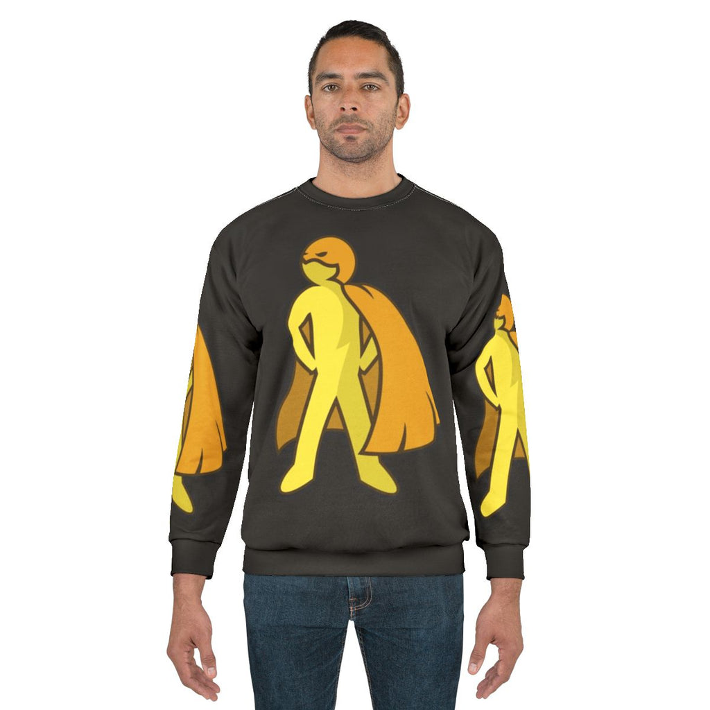 Simple superhero sweatshirt with comic book style graphic