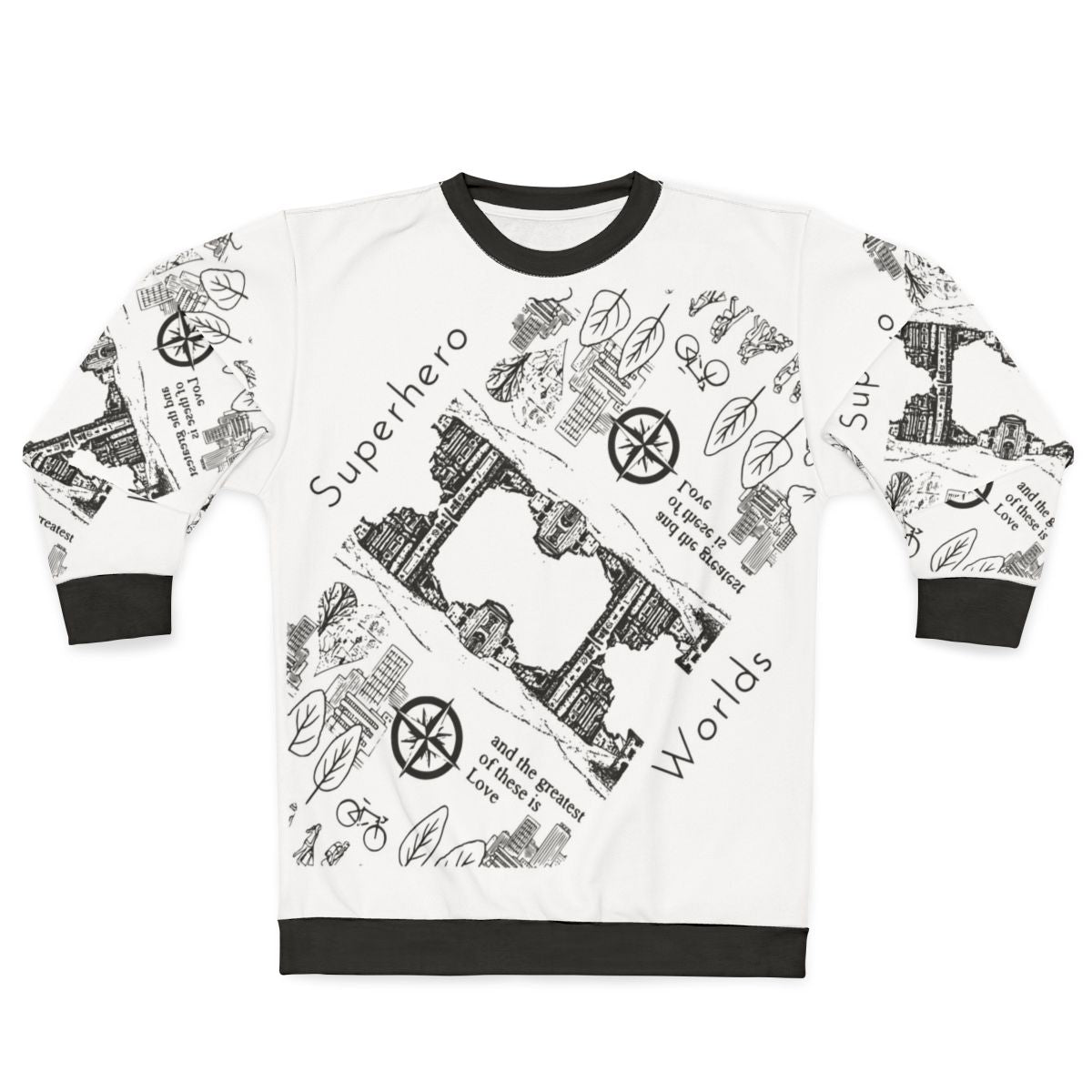 Superhero Worlds Dimensional Sweatshirt featuring a cinematic superhero graphic