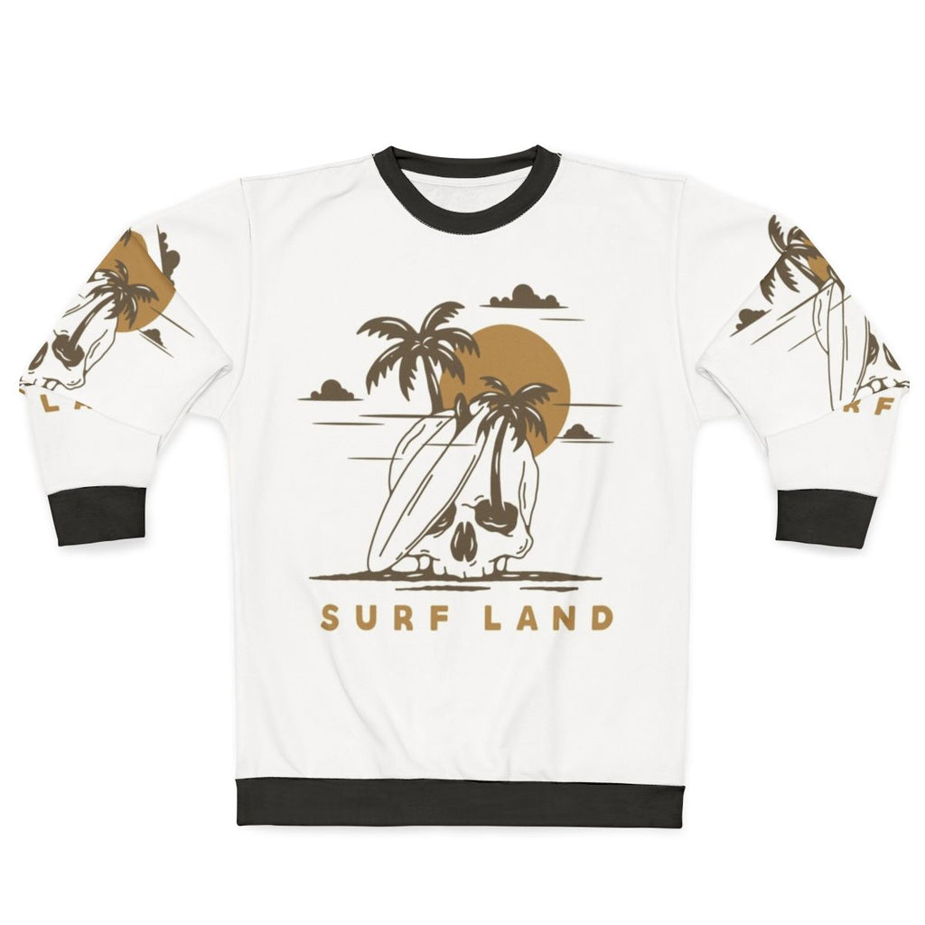 Surf Land graphic sweatshirt with mountain and nature design