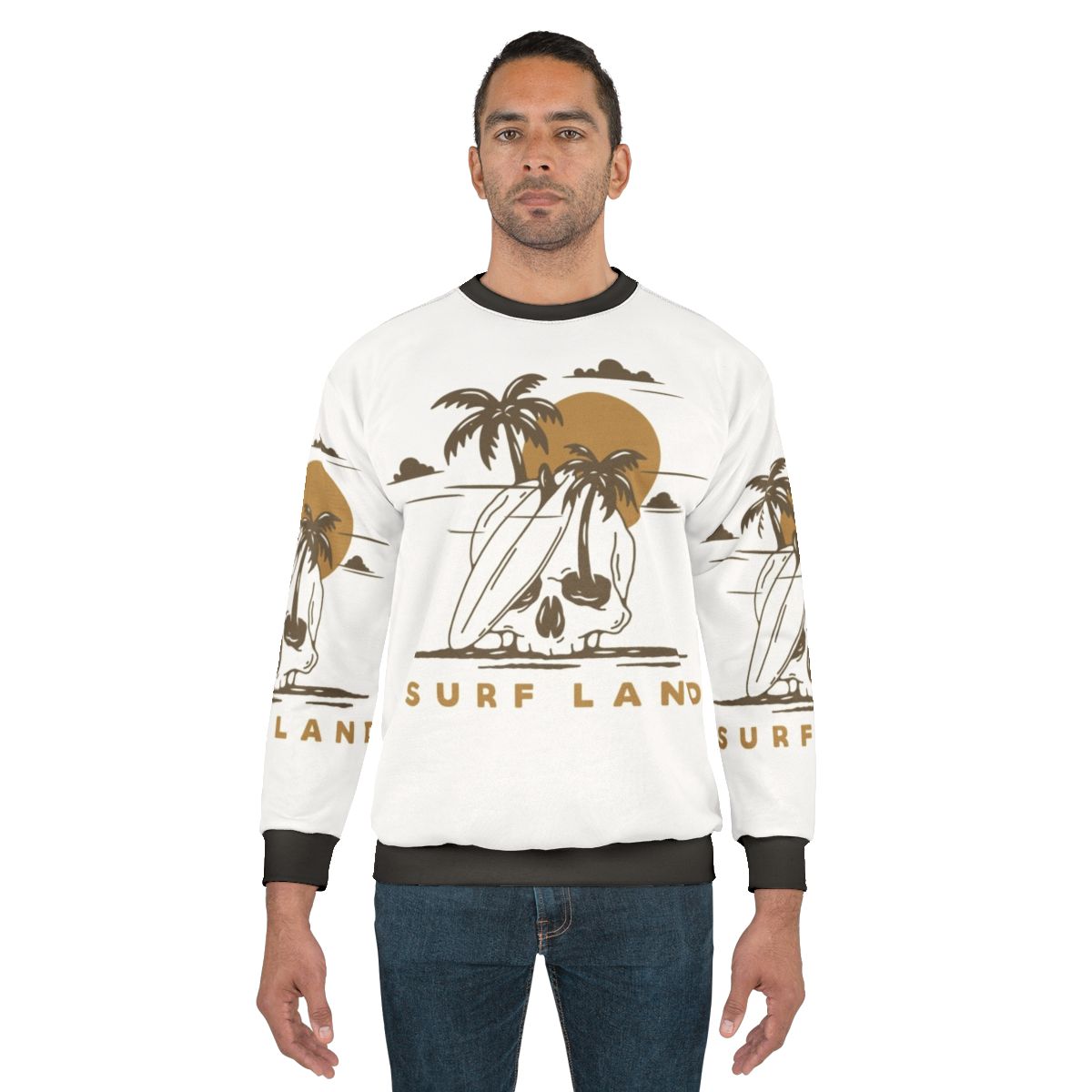 Surf Land graphic sweatshirt with mountain and nature design