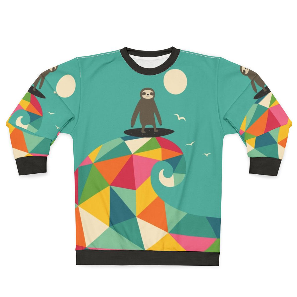 Surfing Sloth Geometric Rainbow Sweatshirt