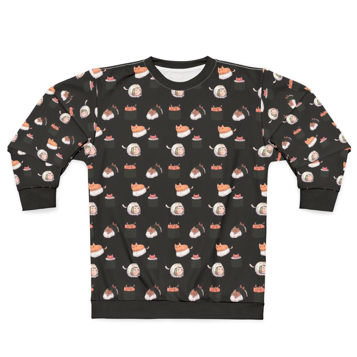 Sushi Cats Sweatshirt featuring adorable kittens in a Japanese sashimi print