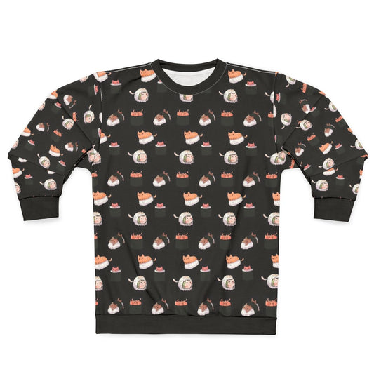 Sushi Cats Sweatshirt featuring adorable kittens in a Japanese sashimi print