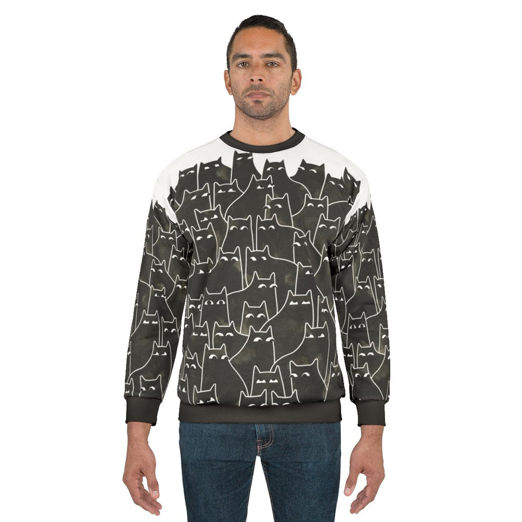 Suspicious Cats Graphic Sweatshirt