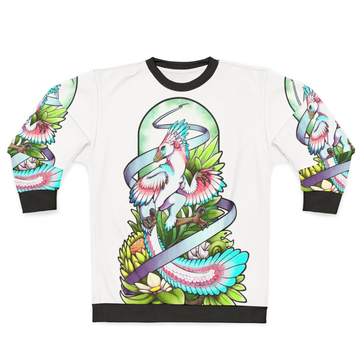 Sylveraptor dinosaur raptor sweatshirt with nature inspired design