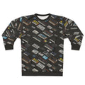Synth fan sweatshirt with electronic music gear