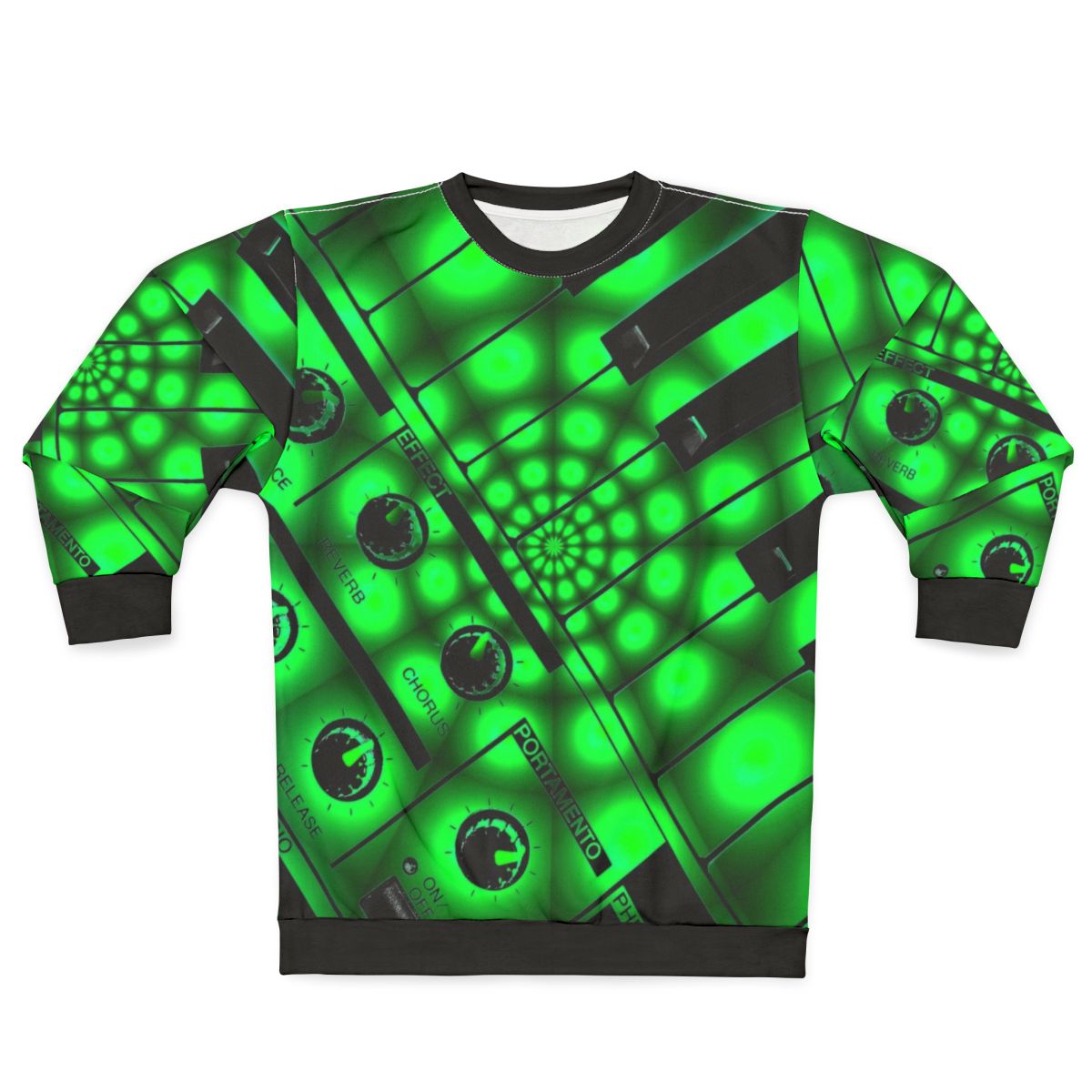 Synthesizer keyboard sweatshirt with electronic music design