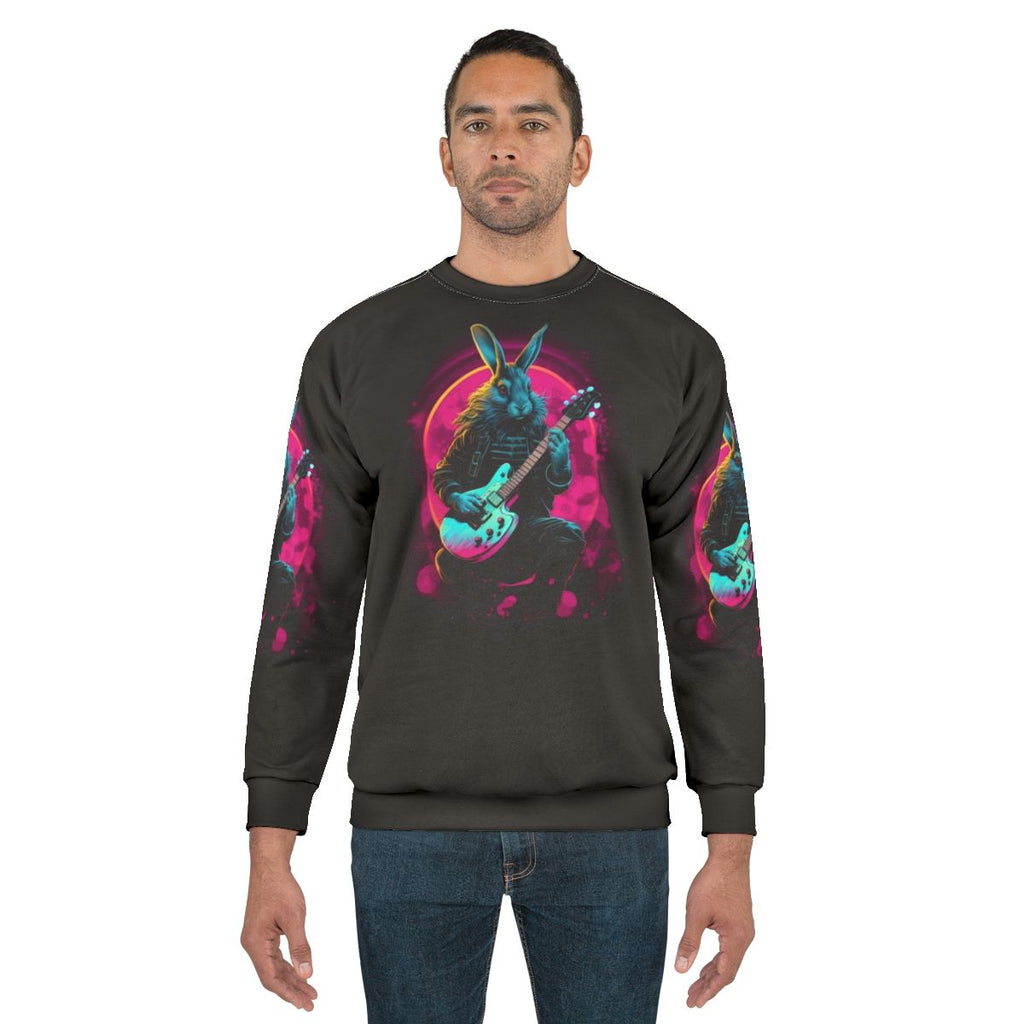 Synthwave Guitarist Rabbit Sweatshirt