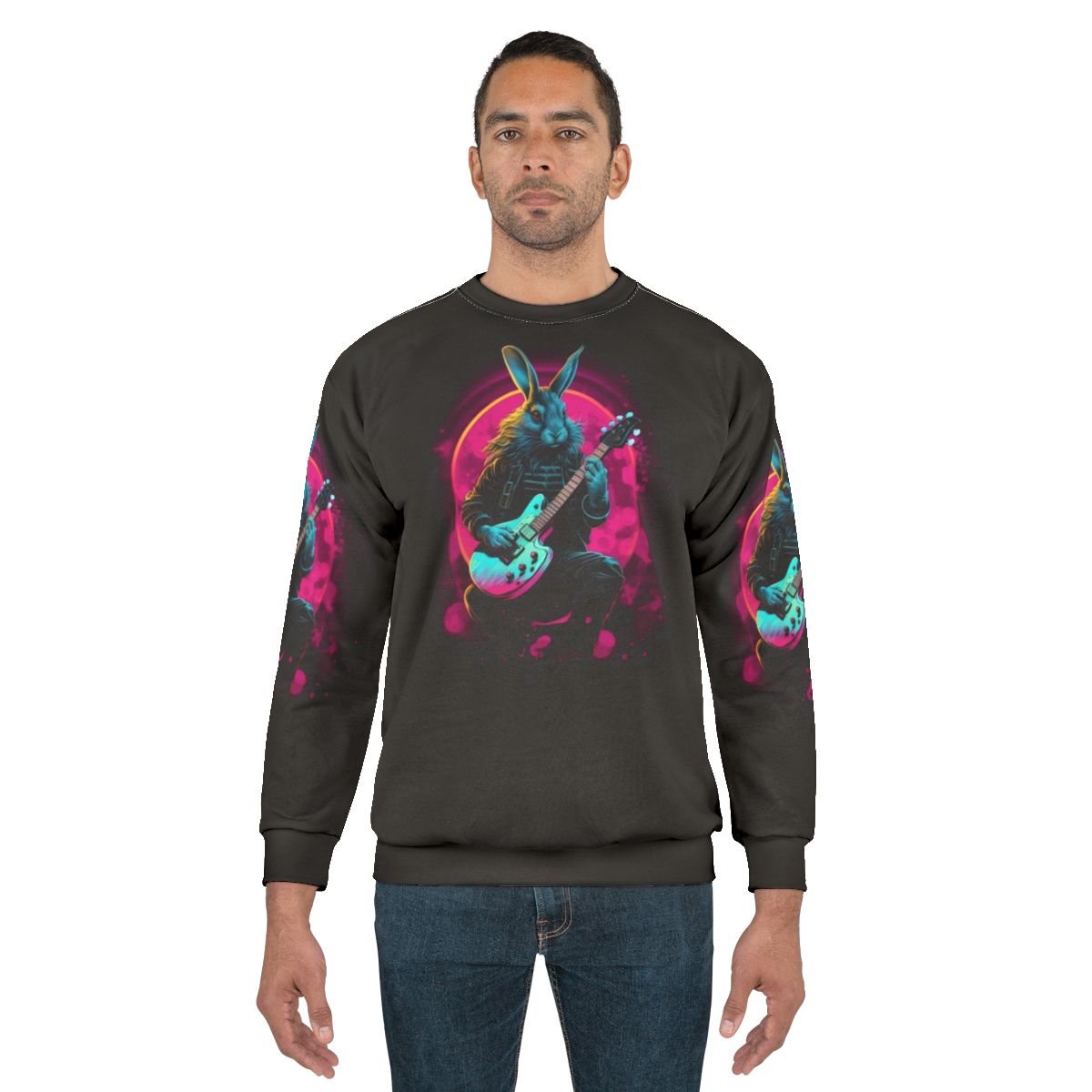 Synthwave Guitarist Rabbit Sweatshirt
