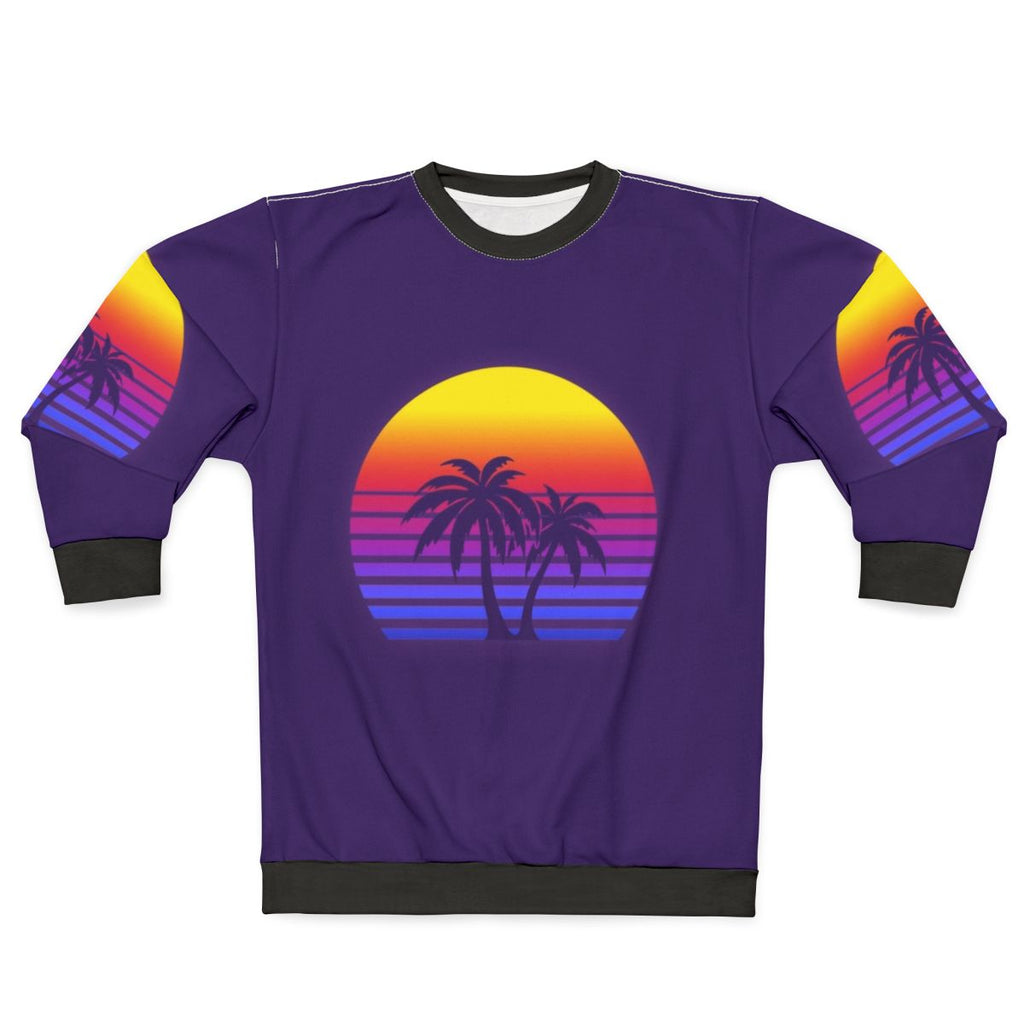 Retro 80s Synthwave Sun Palm Trees Sweatshirt
