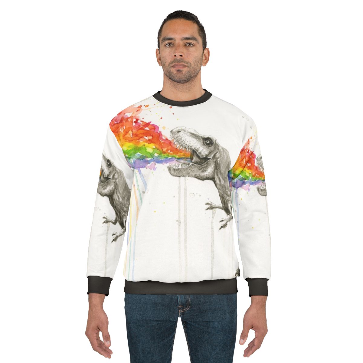 Colorful T-Rex Rainbow 'Puke' Sweatshirt