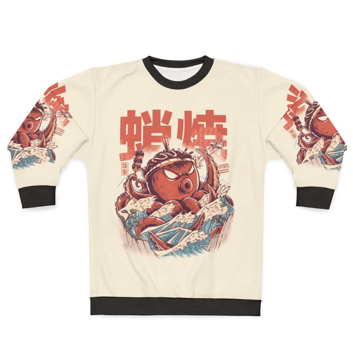 Takoyaki Attack Anime Sweatshirt featuring retro Japanese food art