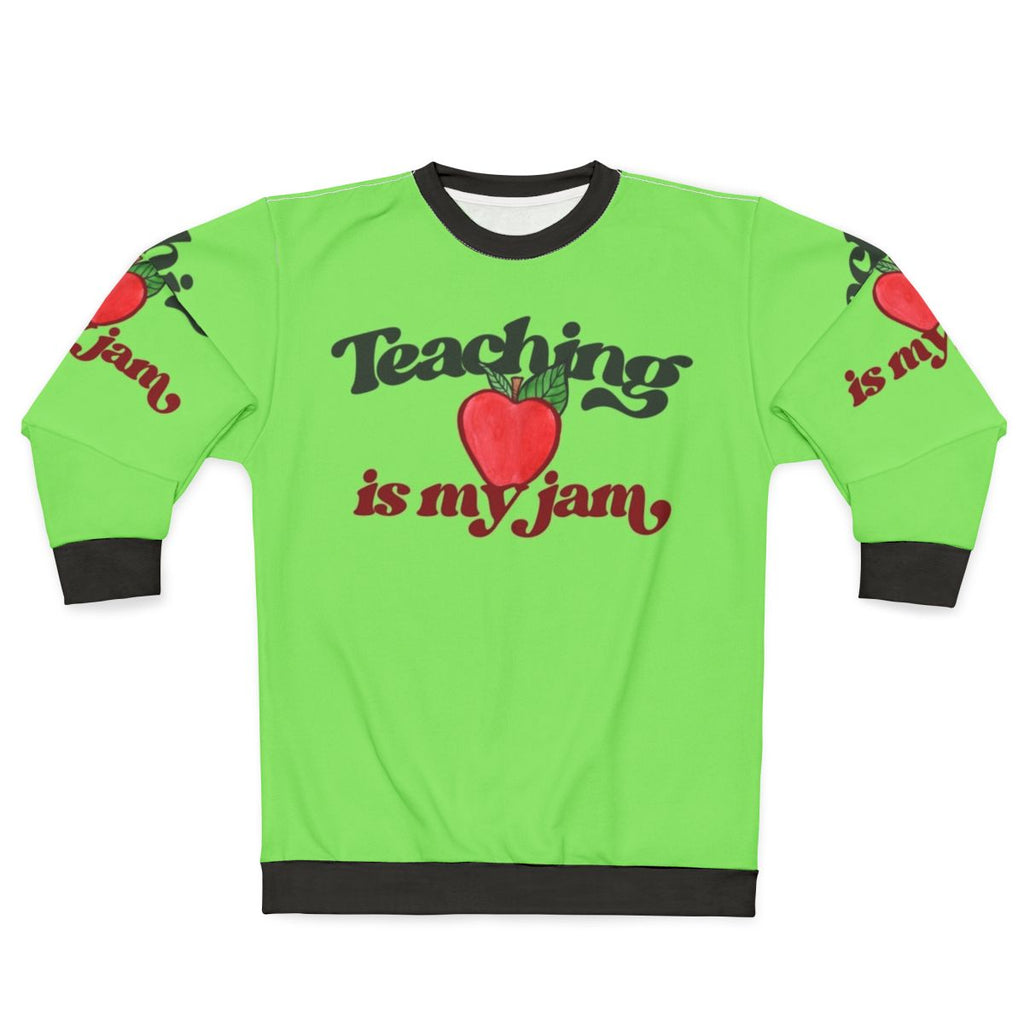 "Teaching Is My Jam" Sweatshirt with Red Apple Graphic