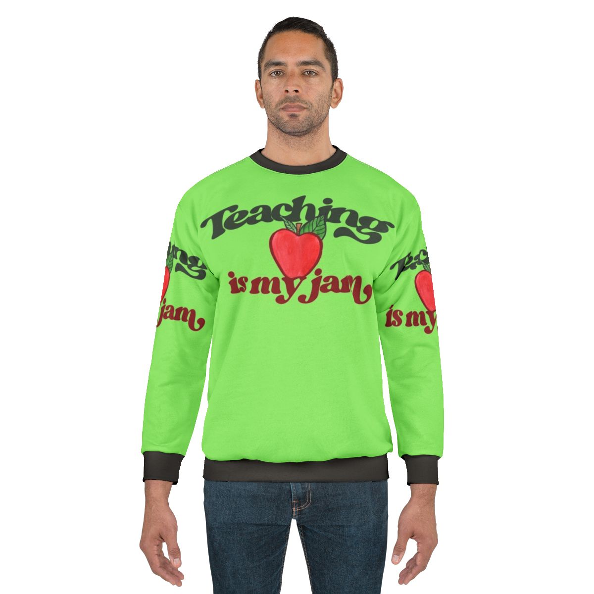 "Teaching Is My Jam" Sweatshirt with Red Apple Graphic