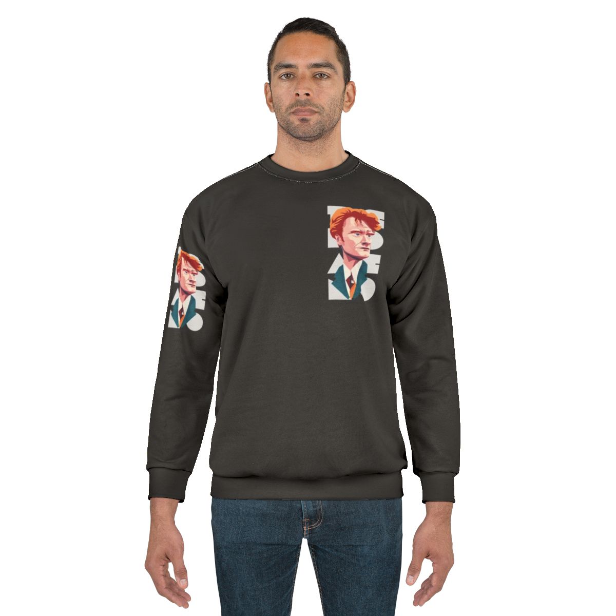 Vintage style Team Coco sweatshirt with funny Conan Obrien caricature