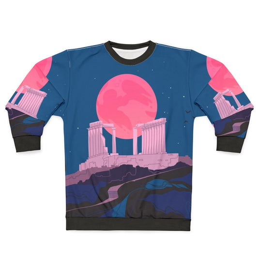 Vaporwave sweatshirt featuring the Temple of Poseidon at Sounion, Greece