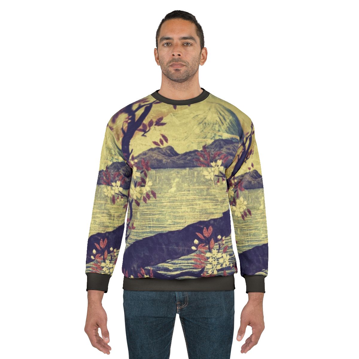 Vintage Japanese mountain landscape sweatshirt