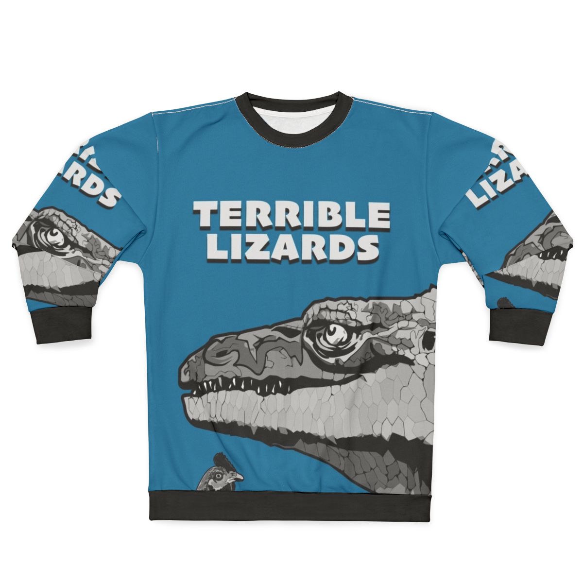 Prehistoric dinosaur sweatshirt with "Terrible Lizards" design