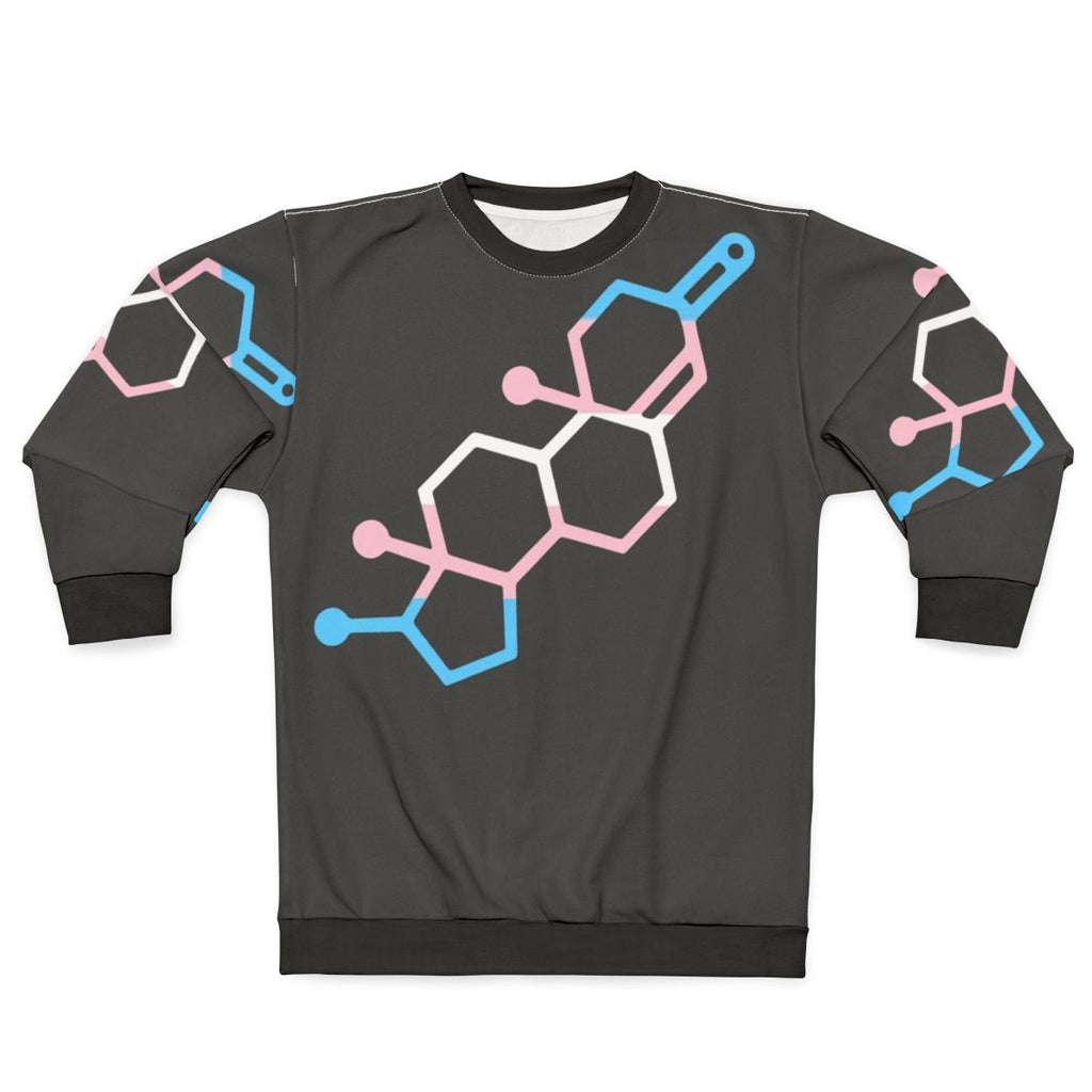 Testosterone chemical bond design on a transgender pride sweatshirt