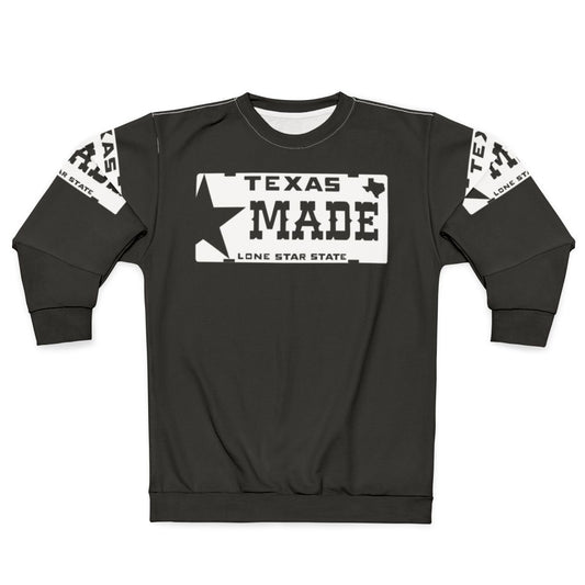 Texas made sweatshirt with lone star license plate design