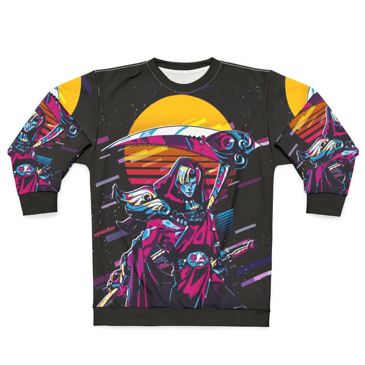 Thanatos Hades Retro 80s Sweatshirt with Greek Mythology Fan Art Design