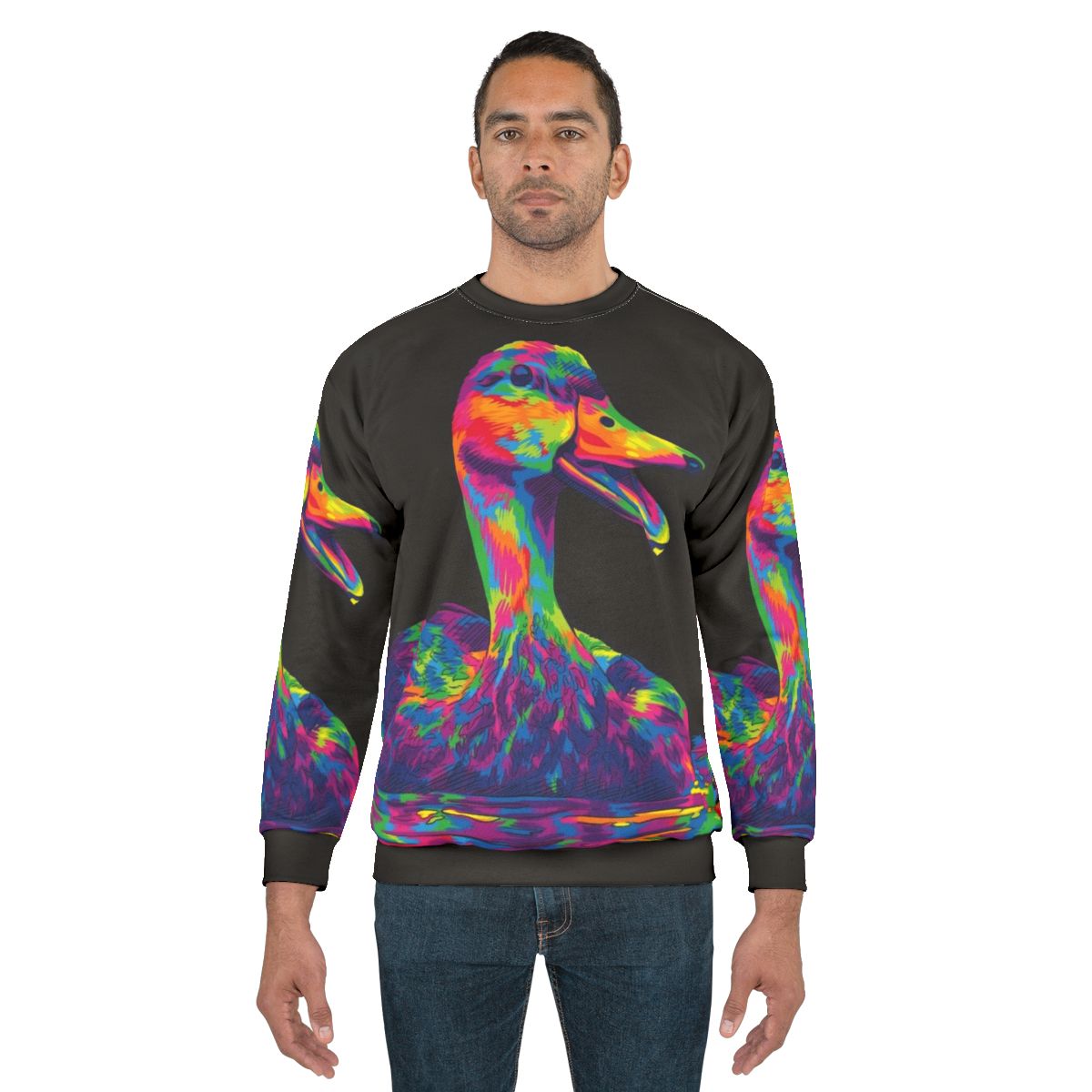 Colorful abstract duck graphic design sweatshirt