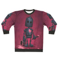 Heartbroken artist robot graphic on pink sweatshirt