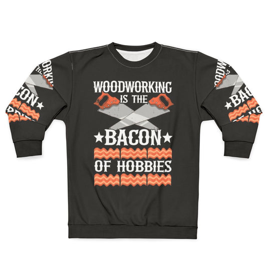 Carpenter sweatshirt with bacon-themed design