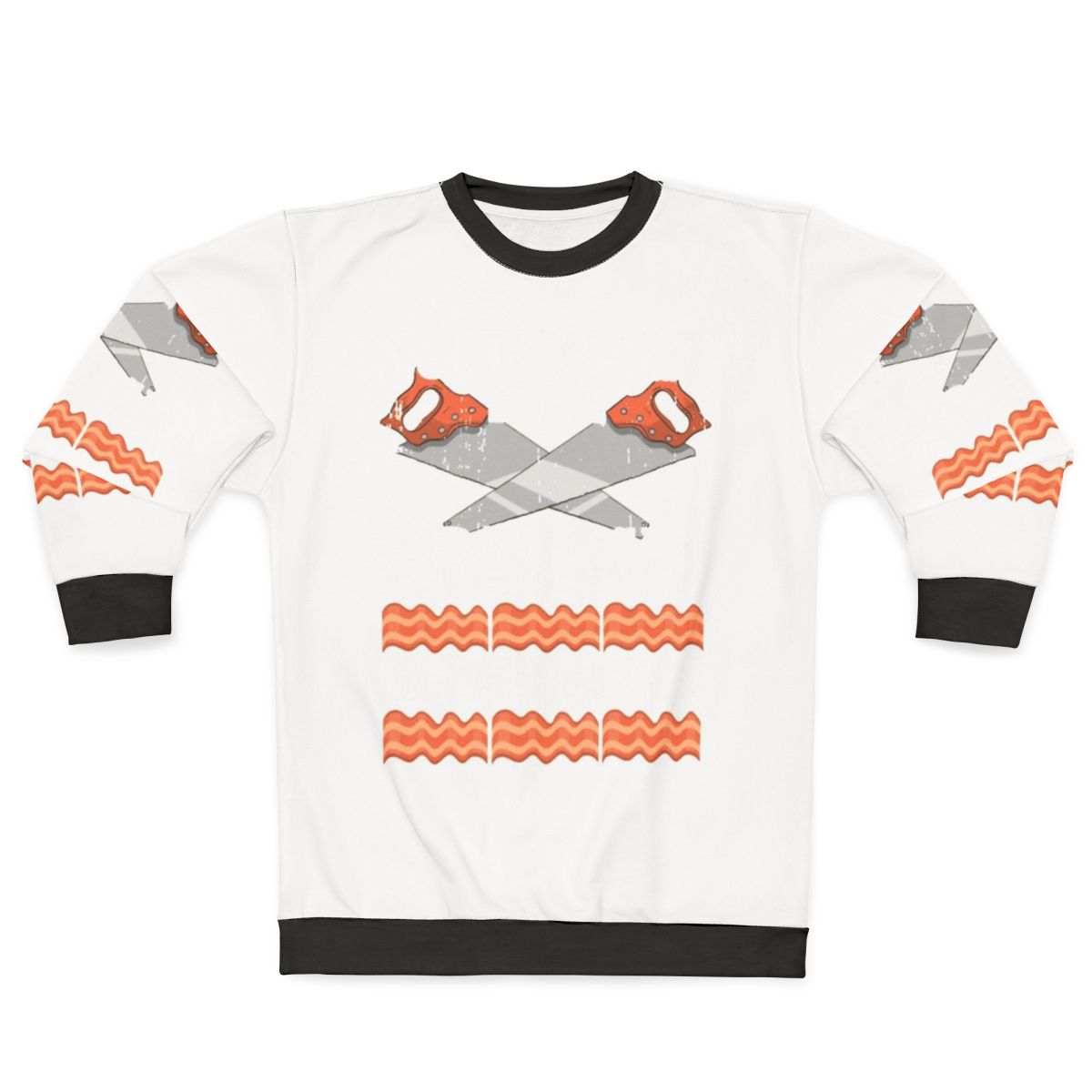 Carpenter sweatshirt with "The Bacon of Hobbies" text
